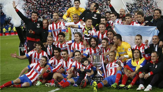 أتلتيكو مدريد يحتفل بلقب كأس إسبانيا في عام 2012
