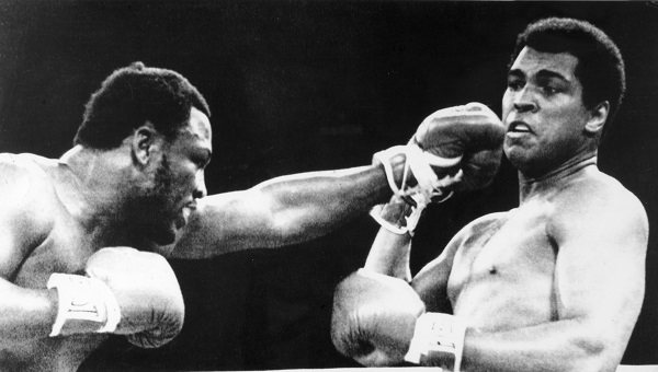 Sport Boxing. Manila, Philippines. pic: 1st October 1975. World Heavyweight Championship. The "Thrilla in Manila". First Round. Heavyweight Champion Muhammad Ali, right who beat challenger Joe Frazier on a TKO. in the 14th round.