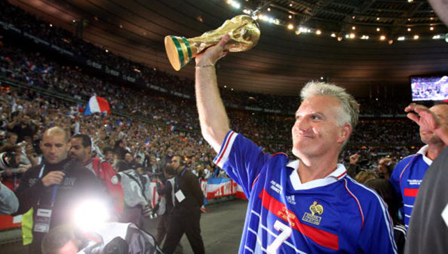 French player Didier Deschamps, holding