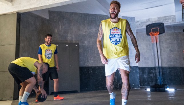 Neymar Jr. Playing football with his mates in Paris on december 5, 2019