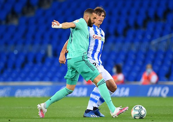 لقطة من المباراة بين ريال مدريد وسوسييداد على ملعب الأنويتا